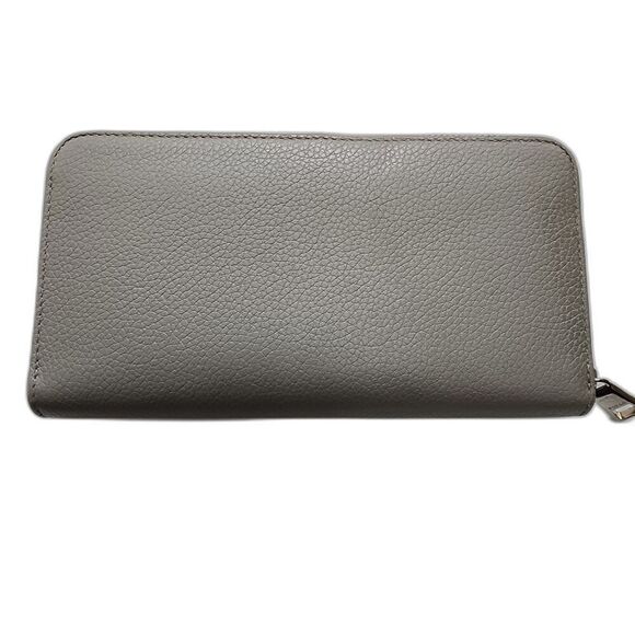FURLA Gray Leather Long Zip Around Wallet with Box Dust Bag Tags - Picture 3 of 11